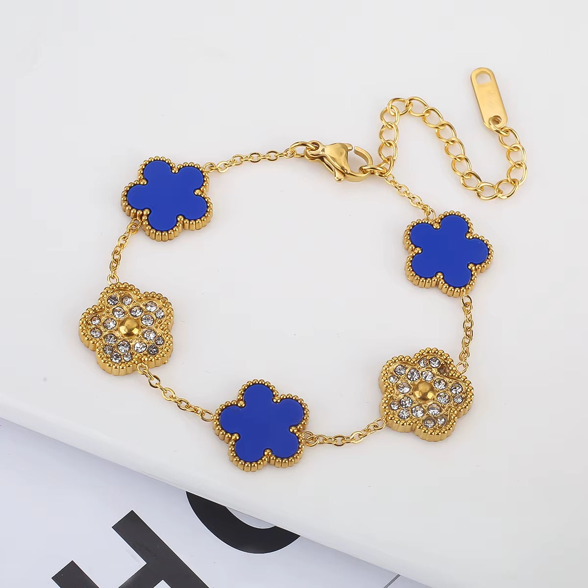 Silver Color Plant Five Leaf Flower Bracelet