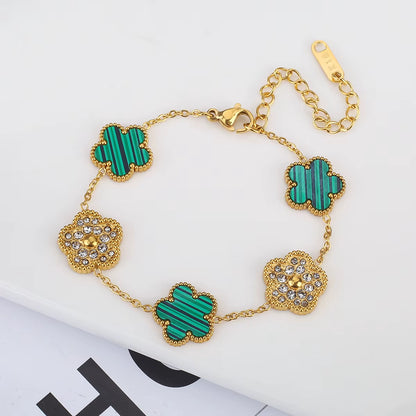 Silver Color Plant Five Leaf Flower Bracelet