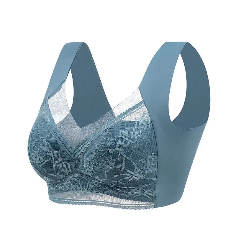 L-6L Women Large Bra Push up Ice Silk Seamless Upper Bralette Lace Wireless Summer Bras plus Size Top Lingerie Underwear 15019