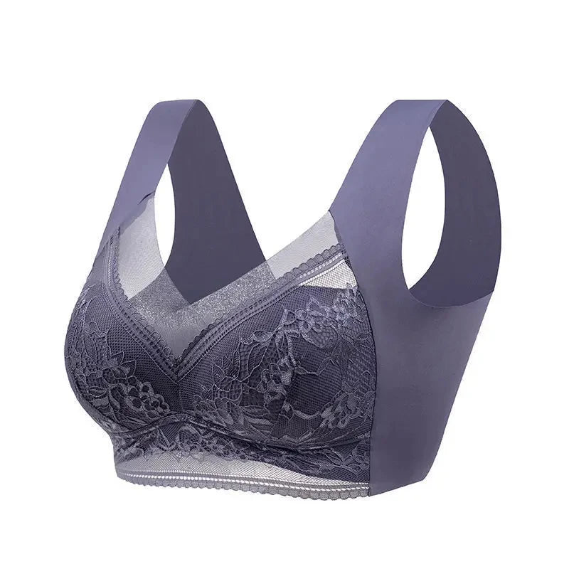 L-6L Women Large Bra Push up Ice Silk Seamless Upper Bralette Lace Wireless Summer Bras plus Size Top Lingerie Underwear 15019