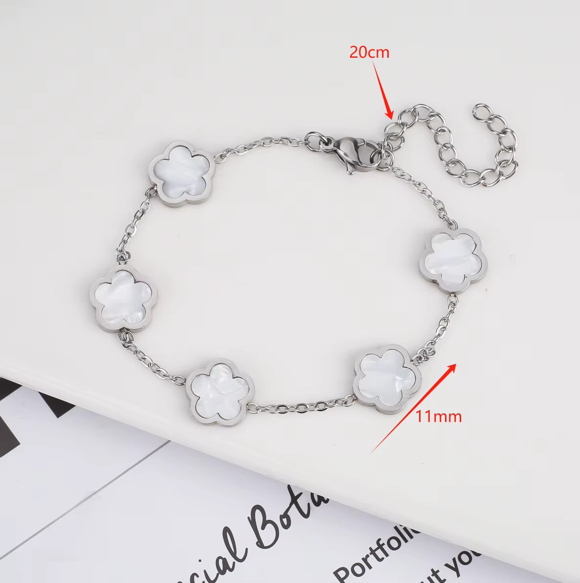 Silver Color Plant Five Leaf Flower Bracelet